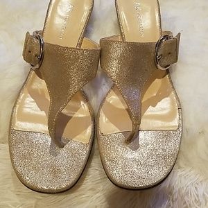 Metallic gold thong sandal